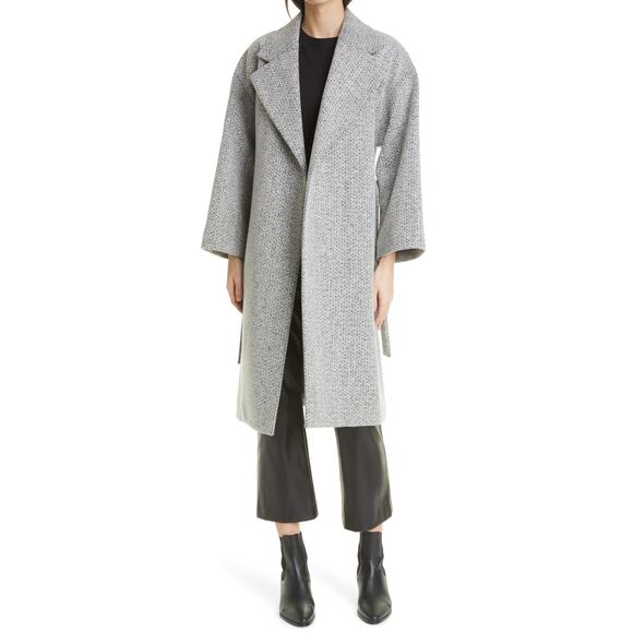 Theory Wool Blend Grey Trench Coat Size L - Picture 1 of 5